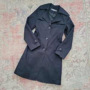 Kenneth Cole reaction black trench coat rain jacket duster small s
